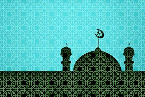 Pattern of abstract geometric with mosque shape on colored background. Mock.. Stock Illustration