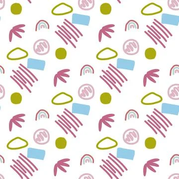 Pattern of abstract geometric shapes spring colors Stock Illustration