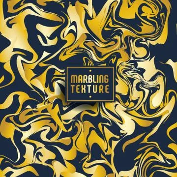 Pattern of abstract gold and blue marble backgrounds, vector ink texture. Illustrazione stock