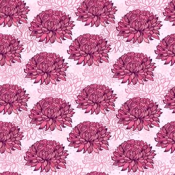 Pattern with abstract hand drawn chrysanthemums Stock Illustration