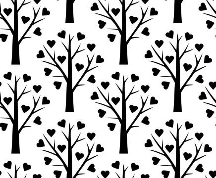 Pattern with Abstract heart tree Stock Illustration