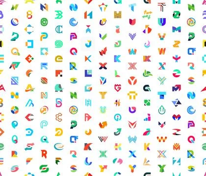 Pattern with Abstract logos with letters イラスト素材