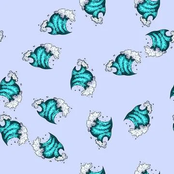Pattern abstract ocean wave sketch hand drawn Stock Illustration