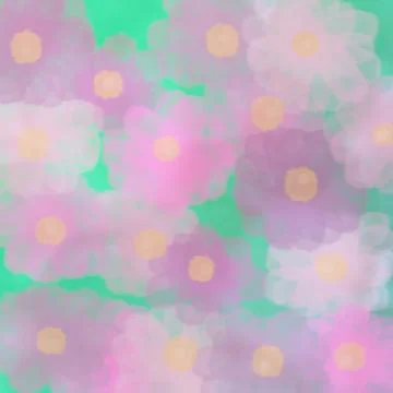 Pattern of abstract shapes and lines forming modern flowers. Colorful digital 스톡 일러스트