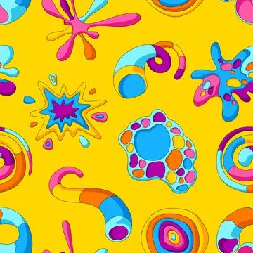Pattern with abstract shapes. Cartoon cute trendy creative image. Stock Illustration