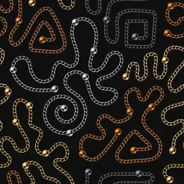 Pattern with abstract shapes with metal chains Stock Illustration