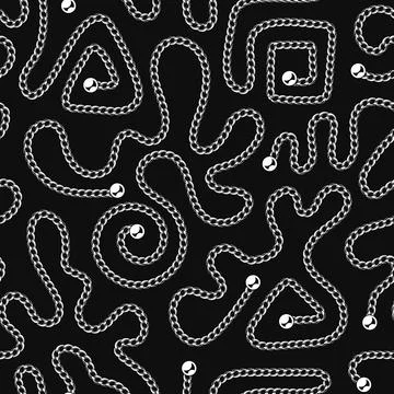 Pattern with abstract shapes with metal chains Stock Illustration
