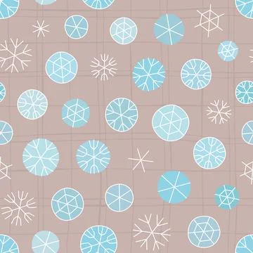 Pattern with abstract snow flakes on beige craft background. Vector illustration Stock Illustration