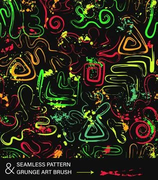 Pattern with abstract wavy shapes, splatter paint Stock Illustration