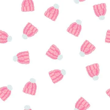 Pattern accessory beanie hat cartoon vector Stock Illustration