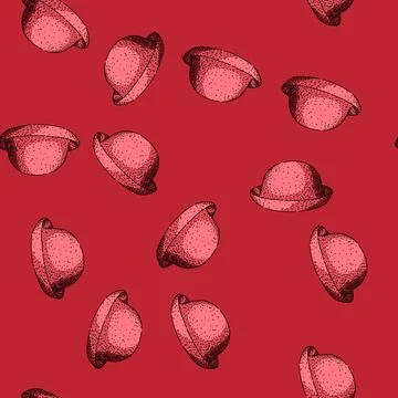 Pattern accessory bowler hat sketch hand drawn Stock Illustration