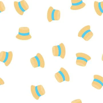 Pattern accessory straw hat cartoon vector Stock Illustration