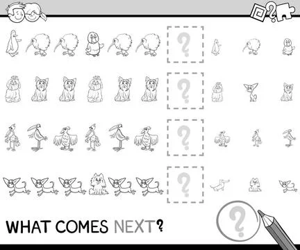 Pattern activity coloring book Black and White Cartoon Illustration of Com... Stock Photos