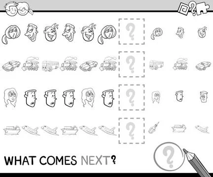 Pattern activity coloring page Black and White Cartoon Illustration of Com... Stock Photos
