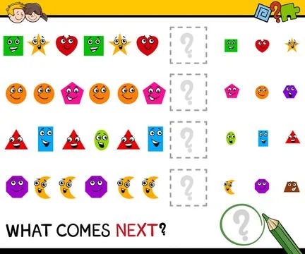 Pattern activity with shapes Cartoon Illustration of Completing the Patter... Stockfoto's
