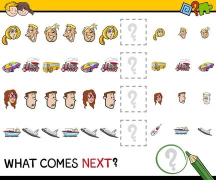 Pattern activity task Cartoon Illustration of Completing the Pattern Educa... Stockfoto's