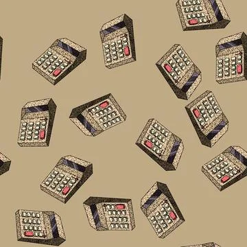 Pattern addition calculator sketch hand drawn Illustrazione stock