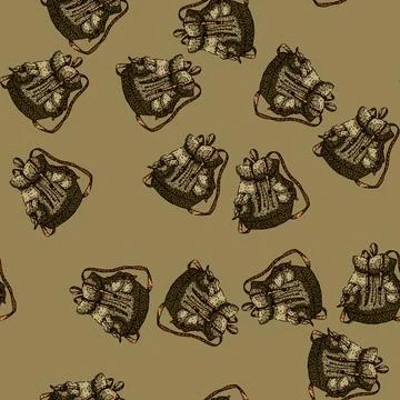 Pattern adventure backpack sketch hand drawn Illustrazione stock