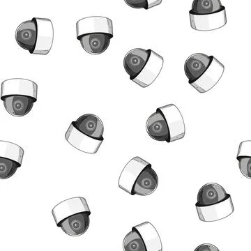 Pattern ai facial recognition camera cartoon vector Stock Illustration