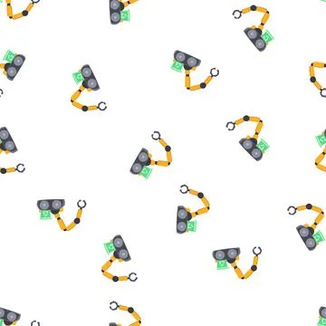Pattern ai mini robot sorting trash cartoon vector Illustrazione stock
