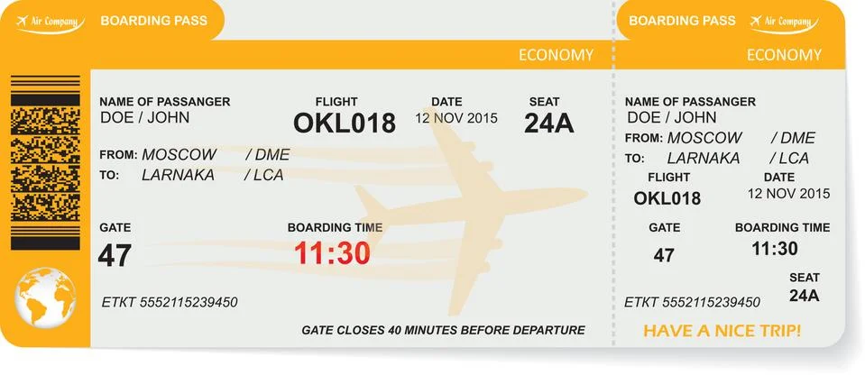 Pattern of airline boarding pass ticket Stock Illustration