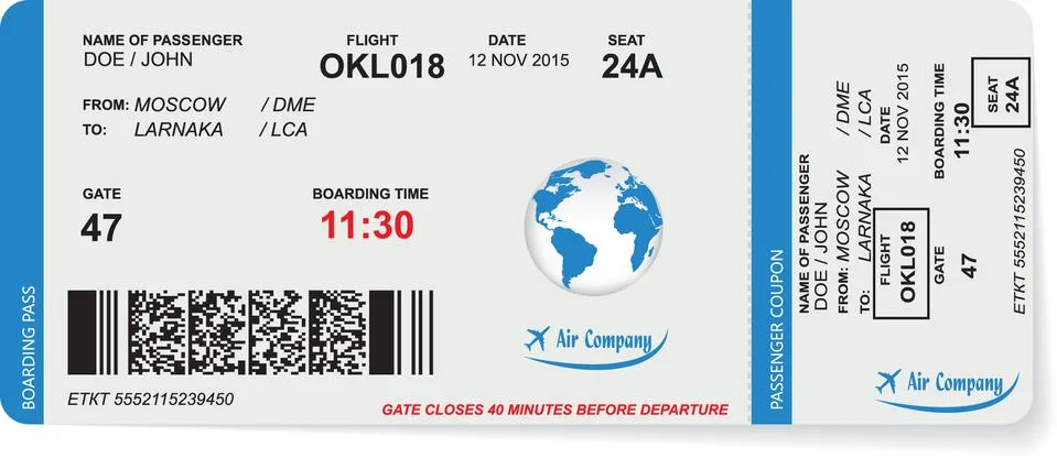 Pattern of airline boarding pass ticket Illustrazione stock