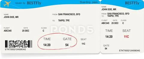 Pattern of airline boarding pass ticket Stock Illustration