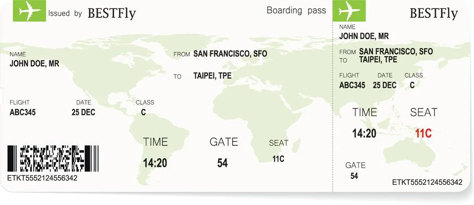 Pattern of airline boarding pass ticket Stock Illustration