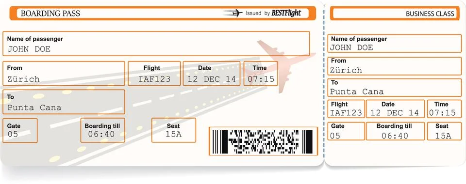 Pattern of airline boarding pass ticket Illustrazione stock