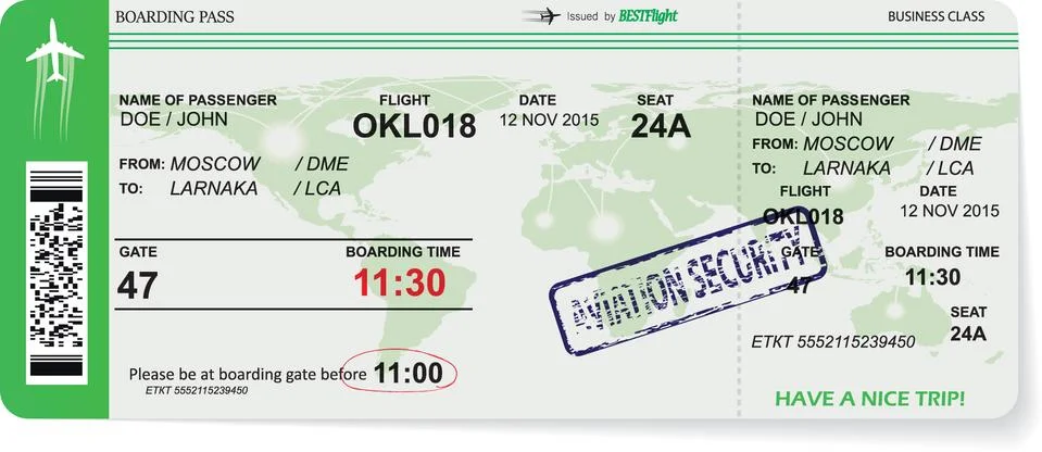 Pattern of airline boarding pass ticket Illustrazione stock