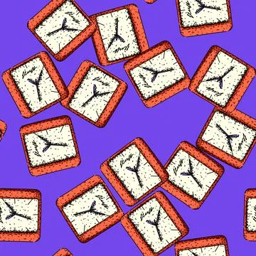 Pattern alarm clock sketch hand drawn イラスト素材