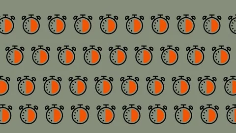 Pattern of Alarm Clocks with Half Filled Orange Circles. Stock Footage 325389349