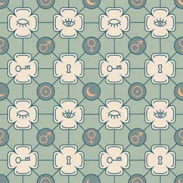 Pattern with alchemy symbols. Иллюстрация
