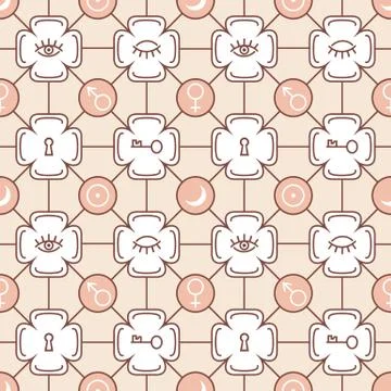 Pattern with alchemy symbols. Stock Illustration