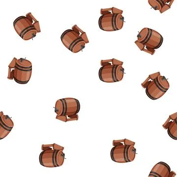 Pattern alcohol barrel wine cartoon vector 스톡 일러스트