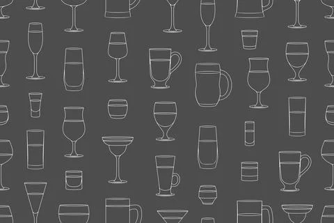 Pattern with Alcoholic drinks glasses Stock Illustration