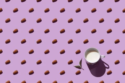 Pattern with almonds and leaves Stock Photos