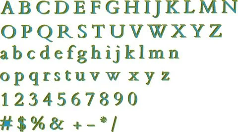 Pattern alphabet set vector, outline, pattern, number Stock Illustration