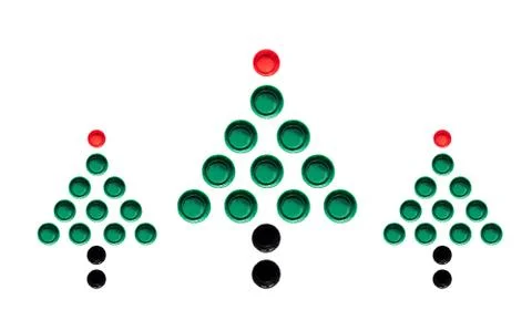 Pattern. alternative Christmas tree made of plastic caps from plastic bottles. Fotos de archivo
