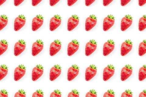 Pattern amde from strawberry berry isolated on white background. Stock Photos