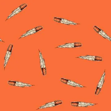 Pattern ammunition bullet flying sketch hand drawn Stock Illustration