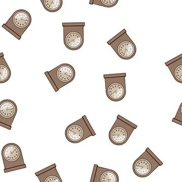 Pattern analog travel alarm clock cartoon vector Stock Illustration
