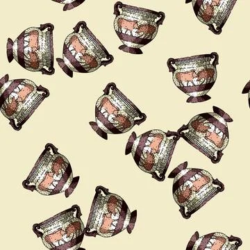 Pattern Ancient greek vase depicting stylized animal figures on ceramic 스톡 일러스트