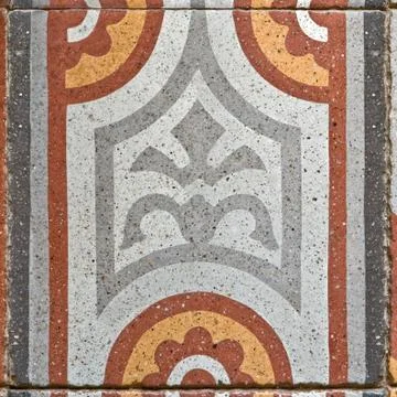 Pattern on an ancient square paving tile Stock Photos