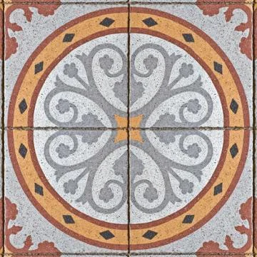 Pattern on an ancient square paving tile Stock Photos