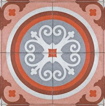 Pattern on an ancient square paving tile Stock Photos