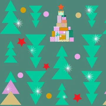 Pattern and Christmas tree from gift boxes イラスト素材