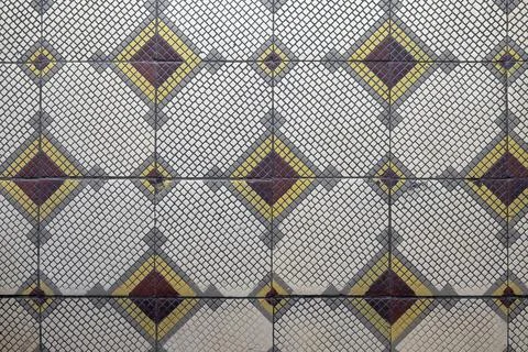 Pattern and small square ceramic tiles of different colors. rough surface tex Foto stock