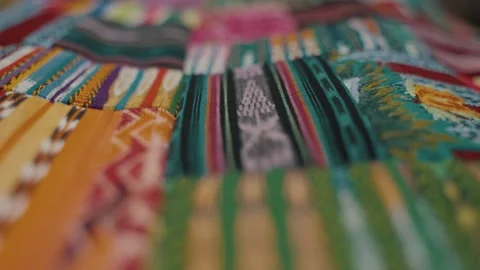 Pattern And Texture Of Colorful Mayan Textile - Rack Focus Stock Footage 262058433