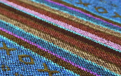 Pattern and Texture of Colorful Thai Northern Region's Traditional Textile Stock Photos
